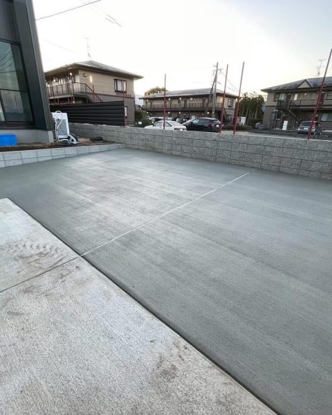 【大津町】水はけとひび割れまで考えた、建物まわりの土間コンクリート